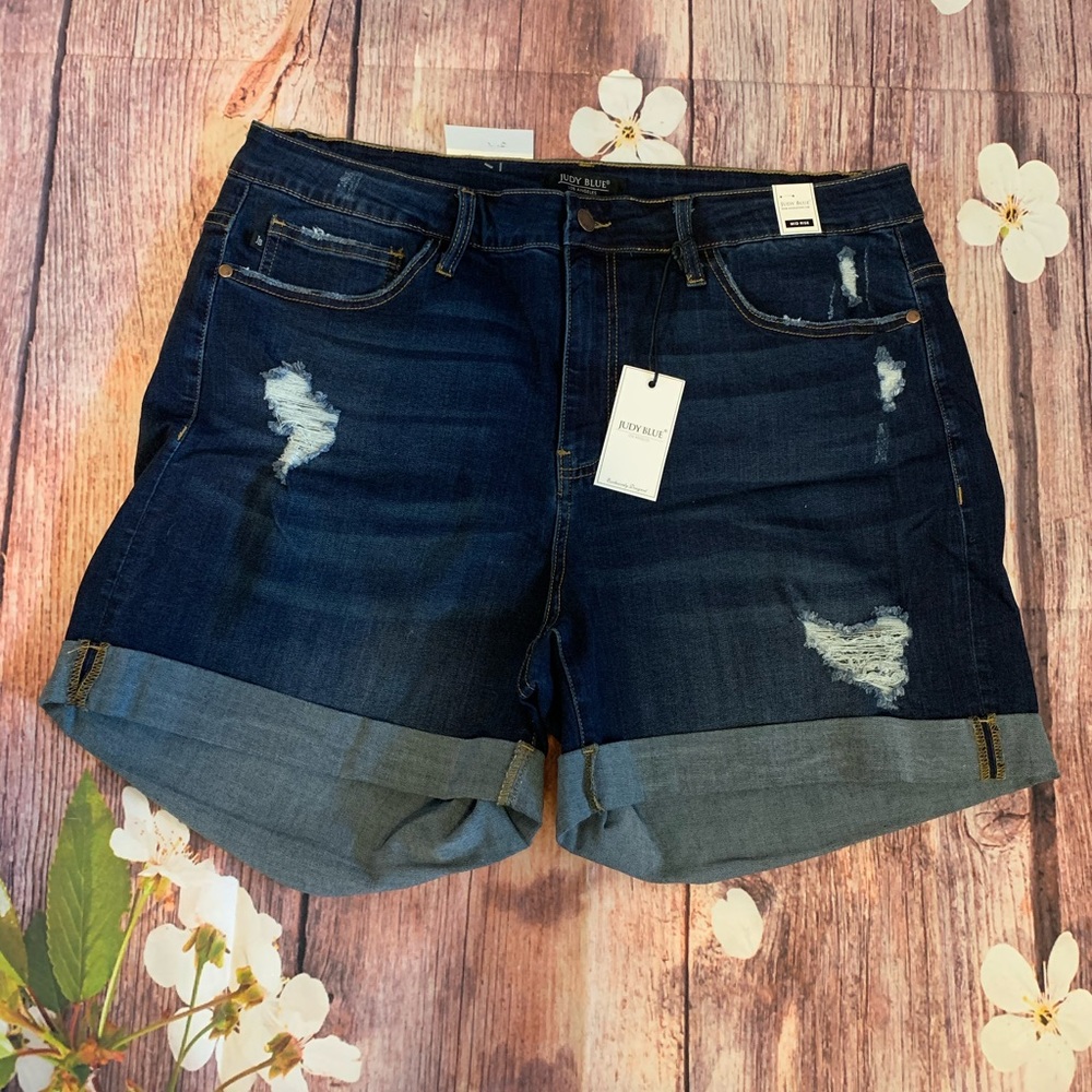Plus size distressed jean shorts